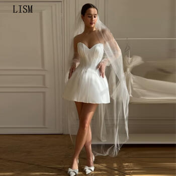 LISM Simple Bridal Gown For Wedding Party Sweetheart Mini Robe De Mariée 2024 Elegant Bridesmaid Dress Pretty Vestidos