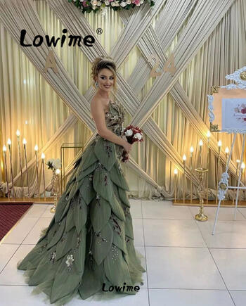 Green Prom Dresses 2024 Luxury Beaded Engagement Wedding Party Dress Robe De Soiree Aso Ebi Arabic 2 In 1 Formal Evening Gowns
