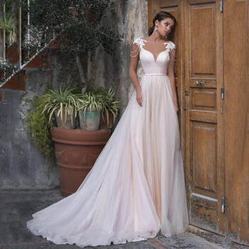 Charming Spaghetti Strap Wedding Dress Pink V-Neck Backless Bridal Gowns With Applique Vestidos De Novia Brautmode Custom Made