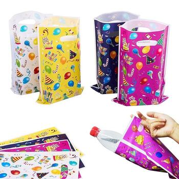 10/20pcs Printed Gift Bags Plastic Birthday Theme Packaging Bag Colorful Candy Kids Child Birthday Party Favors Supplies