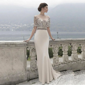 20122# Elegant Spaghetti Straps Satin Wedding Dress For Bride Women Bridal Gown With Beading Detachable Cape