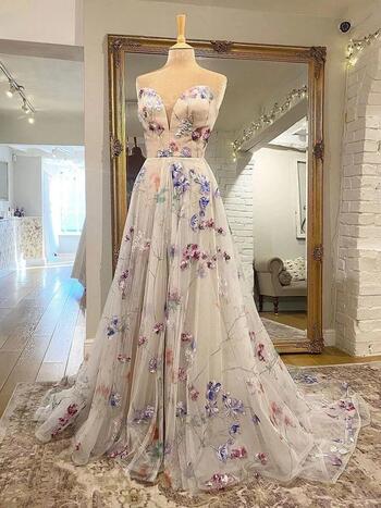 2024 Print Flower A-Line Lace Applique Wedding Dress For Women Sleevless Sweetheart Bridal Gown Vestido De Novia Custom Made