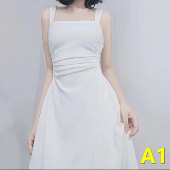 Ty00359 Women pure white Ruffled Pleated Dress, Sweet and Magnificent