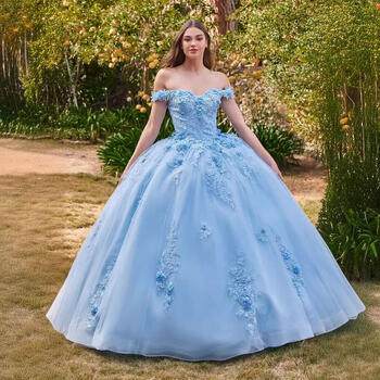 Quinceanera Dress 2024 New Evening Dress Princess Fantasy Off The Shoulder Ball Gown Elegant Sleeveless Flowers Vestido De Novia