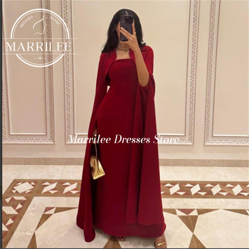 Marrilee Elegant Red Cap Sleeves Strapless Stain  Jacket Evening Dresses Charming A-Line Floor Length Prom Party Gowns For Woman