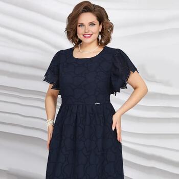 Elegant Plus Size Women Dress Hollow Out Embroidery Lace Slim Solid Color Short Sleeves Formal Party Summer Midi Dress Mom
