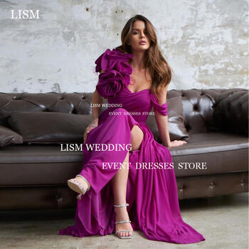 LISM Chiffon Formal Dresses Feathers One Shoulder Floor-Length Lace-up Wedding Party Dress For Women 2024 vestidos de gala