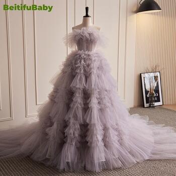 BeitifuBaby Wedding Party Dress for Women 2024 Banquet Cake Dubai Light Luxury Big Swing Skirt Lace-up Elegant Dresses Vestidos
