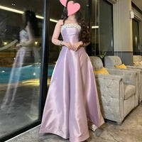 Elegant Long Evening Dresses for Dubai Women Crystal Strapless Floor-length A-Line Party Prom Special Events Wedding Gowns 2024
