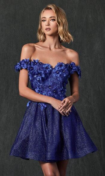 Sweetheart Neck A-line Homecoming Dresses Lovely Off the Shoulder Backless Mini Princess Dress With Flower Applique Evening Gown