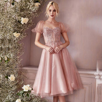 Elegant A-line Square Neck Homecoming Dresses Floral Applique Tulle Short Sleeve Illusion Formal Wedding Cocktail Party Gowns