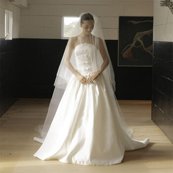 20118# Stunning Strapless A-line Satin Wedding Dress For Bride 2024 Woman Bridal Gown With Bow