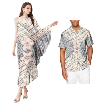 1 MOQ Polynesian Tribal His-and-Hers Clothes Casual Women Evening Dress & Men Shirt Couples Suit Custom Lovers Clothing