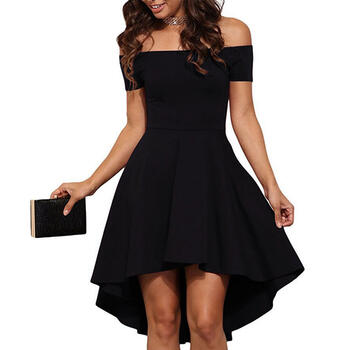 Womens Strapless Ele Dress Short Sleeve Ladies Evening Party Cocktail Dress