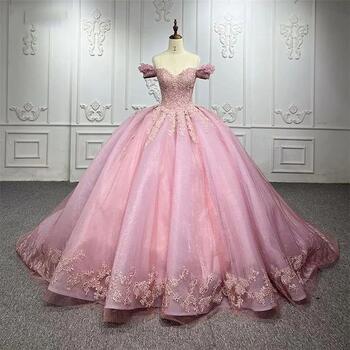 2024 New Elegant Quinceanera Dress Off The Shoulder Floral Print Lace Embroidery Princess Ball Gowns Vestido De Novia 15 Anos