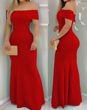 Sexy Elegant Evening Party Dresses Red One Shoulder Fishtail Dress New Fashion 2024 Summer Casual Female Clothing Outfits