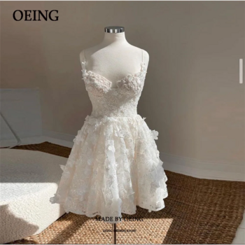 OEING Fairy Bow Spaghetti Strapes Lace Appliques Wedding Prom Gowns Charming Evening Dresses Classic Night Party Dress