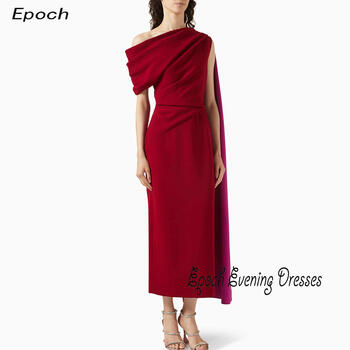 Epoch Crepe Evening Dress فساتين مناسبة رسمية Straight Elegant One-Shoulder Formal Cocktail Party Prom Gown With Shawl For Women