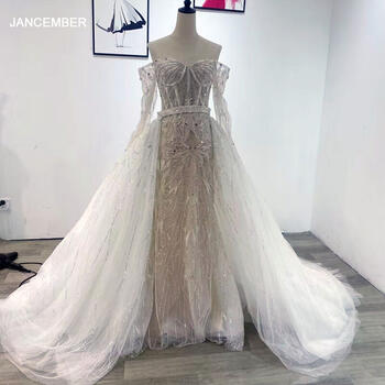 Jancember Exquisite Princess Wedding Dresses For Women 2024 Bride A-line Cap Sleeve Scoop Zipper Beading Vestido De Noiva WM58