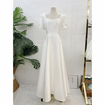 Simple Wedding Dresses With Short Sleeve Elegant Floor-length A Line Formal Evening Dress New Satin Bridal Dress Custom Size