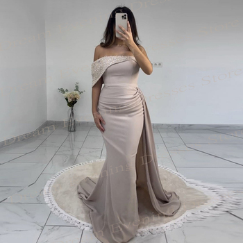 Vintage Elegant Women's Mermaid Beautiful Evening Dresses New Pretty One Shoulder Sequined Prom Gowns Sleeveless Pleated 이브닝드레스