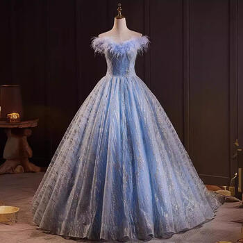 2024 New Elegant Quinceanera Dress Off The Shoulder Feather Princess Fantasy Ball Gown Sleeveless Evening Dress Vestidos 15 Anos