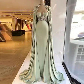 2024 Beautiful Green Women's Mermaid Modern Evening Dresses Charming Beaded Crystal Elegant Prom Gowns Sexy Vestidos De Fiesta