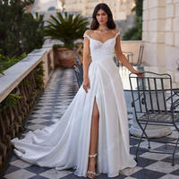 Sexy A-Line Women Wedding Dresses Romantic High Fork Sleeveless Bridal Mopping Length Engagement Banquet Vestidos De Noiva 2024