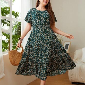 European and American style plus size women's clothing 2022 new hot style printed loose women's dress
