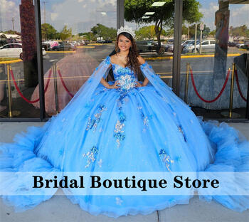 Lavender Lilac Sweet 16 Ball Gown Quinceanera Dress With Big Bow Butterfly Appliques Beads Crystals Flower Vestidos De 15 Años